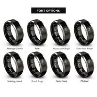 font options for inside engraving on black & silver concert soloist violin rings