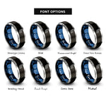font options for inside engraving on black & blue & gray conch shell rings