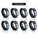 font options for inside engraving on black & blue & silver conch shell rings