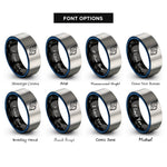 font options for inside engraving on black & blue & gray conch shell rings