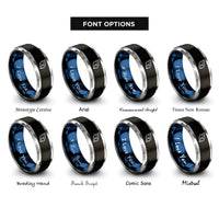 font options for inside engraving on black & blue & grey conch shell rings