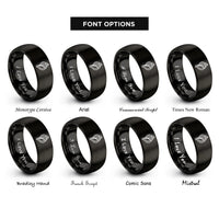 font options for inside engraving on black conch shell rings