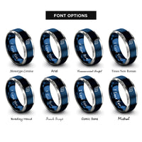font options for inside engraving on blue & gray conch shell rings
