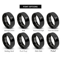 font options for inside engraving on black concrete finisher silhouette rings