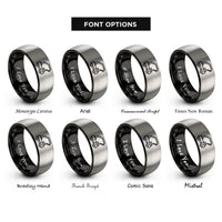 font options for inside engraving on black & silver concrete pump truck rings