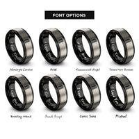 font options for inside engraving on black & grey condo tower rings