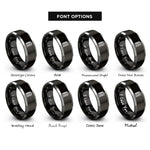 font options for inside engraving on black & gray condo tower rings