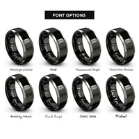 font options for inside engraving on black & gray condo tower rings