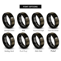 font options for inside engraving on gunmetal & black condo tower rings