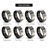 font options for inside engraving on black & silver conductor hat rings