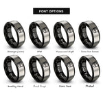 font options for inside engraving on black & silver conductor hat rings