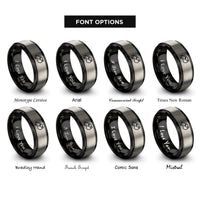 font options for inside engraving on black & gray conductor whistle rings