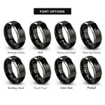 font options for inside engraving on black & silver conductor whistle rings