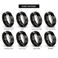 font options for inside engraving on black & silver conductor whistle rings