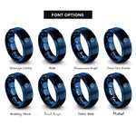 font options for inside engraving on blue confetti burst rings