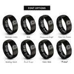 font options for inside engraving on black confetti stars rings