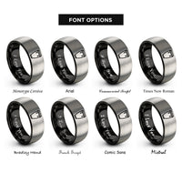 font options for inside engraving on black & grey conga drum rings