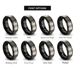 font options for inside engraving on black & gray conga drum rings