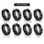 font options for inside engraving on black & gray conga drum rings