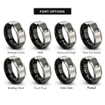 font options for inside engraving on black & gray conga drum rings