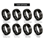 font options for inside engraving on black conga drum rings