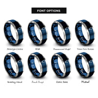 font options for inside engraving on blue & gray conjunction rings