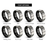 font options for inside engraving on black & grey connecting rod rings