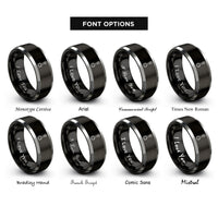 font options for inside engraving on black & gray connecting rod rings