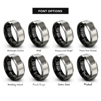 font options for inside engraving on black & silver connecting rod rings