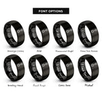 font options for inside engraving on black connecting rod rings