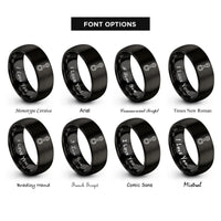 font options for inside engraving on black connecting rod rings