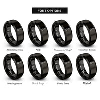 font options for inside engraving on black connecting rod rings