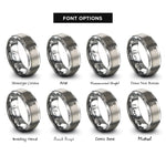 font options for inside engraving on silver connecting rod rings