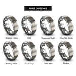 font options for inside engraving on silver connecting rod rings
