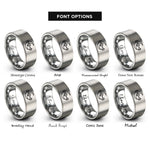 font options for inside engraving on silver constellation band rings