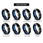 font options for inside engraving on black & blue & grey constellation rings