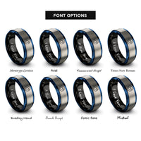 font options for inside engraving on black & blue & silver constellation rings