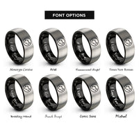 font options for inside engraving on black & gray constellation rings