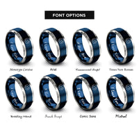font options for inside engraving on blue & grey constellation rings