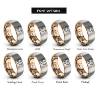 font options for inside engraving on rose gold & silver constellation heart pattern rings