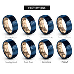 font options for inside engraving on rose gold & blue constellation heart rings