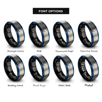 font options for inside engraving on black & blue & gray constellation line rings