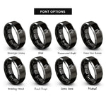 font options for inside engraving on black & gray construction barricade rings