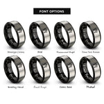 font options for inside engraving on black & gray construction barricade rings