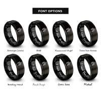 font options for inside engraving on black construction barricade rings