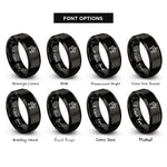 font options for inside engraving on black construction barricade rings
