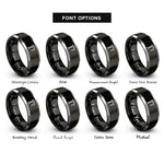 font options for inside engraving on black & silver construction crane rings