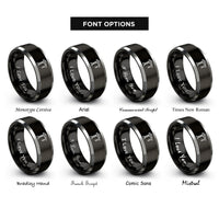 font options for inside engraving on black & silver construction crane rings