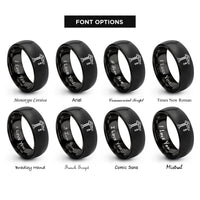 font options for inside engraving on black construction crane rings