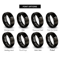 font options for inside engraving on black construction crane rings